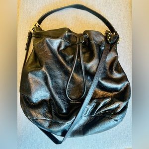 Cole Haan Shiny Black Leather Crossbody and Shoulder Bag Like New